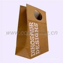 Food Package Brown Kraft Paper Bag With Paper Handle